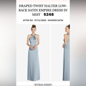 Halter Satin Bridesmaid Dress in Mist